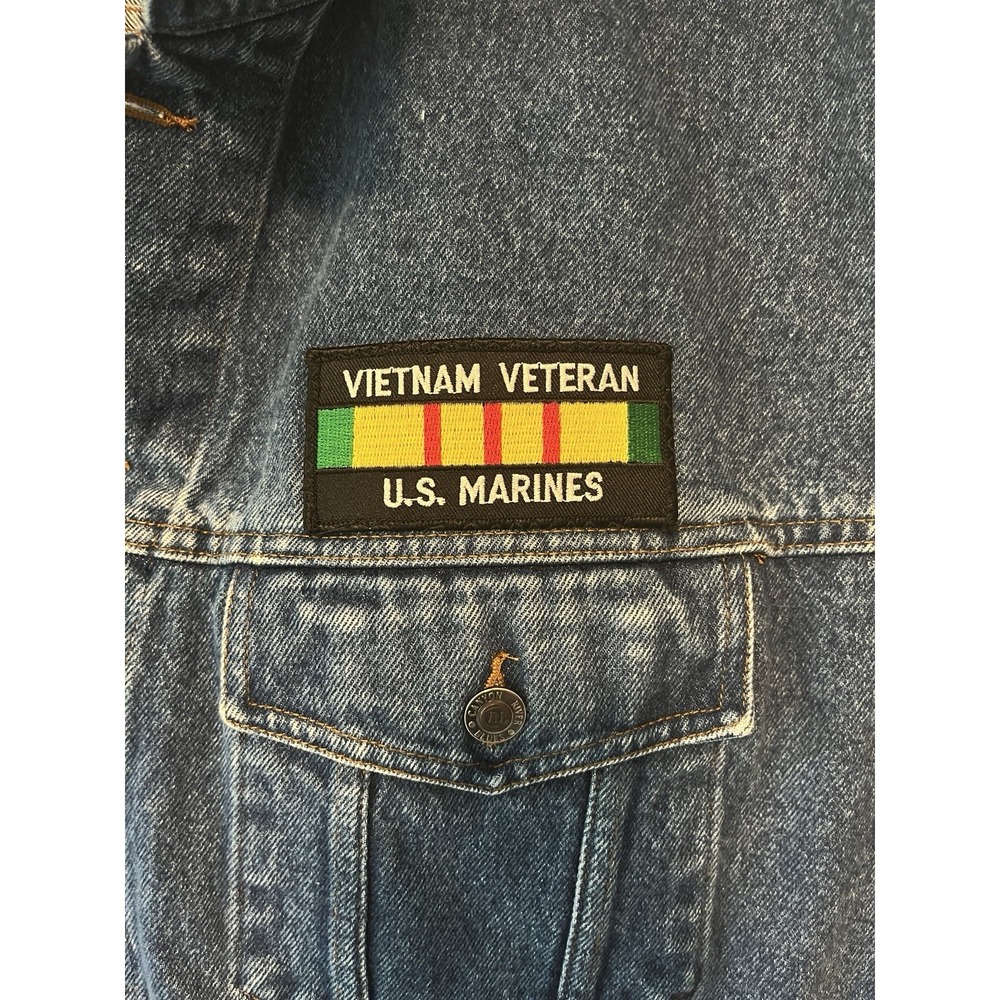Jean Jacket Vietnam Veteran Denim Vest Size XL US Marines Military